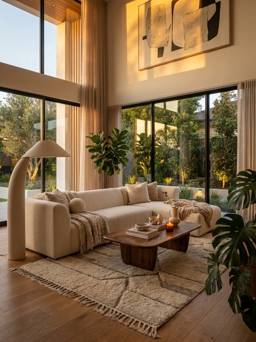 Same room furnished, warm modern